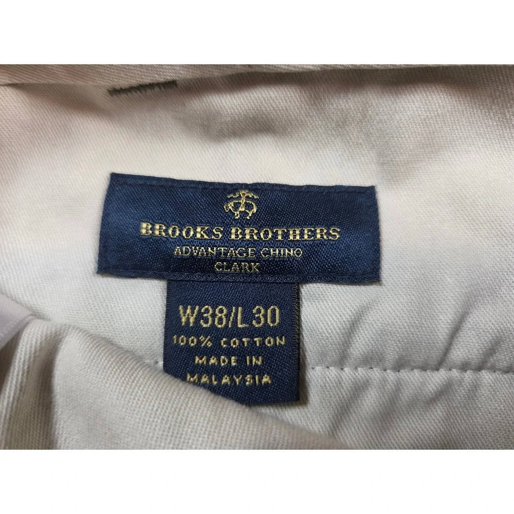 Brooks Brothers Advantage Chino Clark Fit Grey Cotton Pants Mens 38x30
